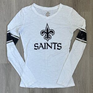 Saints Long Sleeve White Shirt V neck long sleeve top